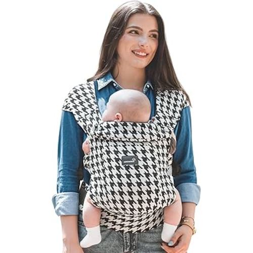GROWNSY Baby Carrier Newborn to Toddler, Cozy Baby Wraps Carrier, Ergonomic Baby Carrier with Head Support, Houndstooth Black