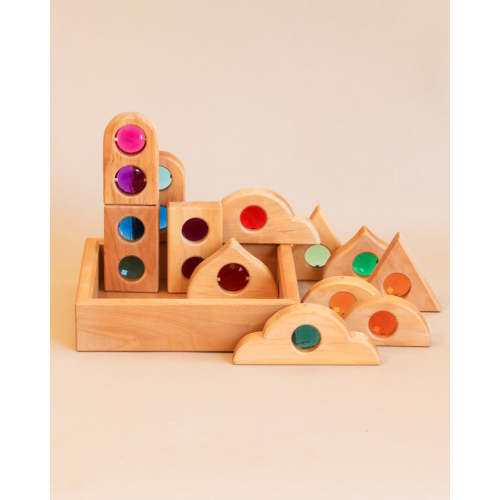 Bauspiel Fairytale Window Gem Block Set In A Tray (12 pieces)