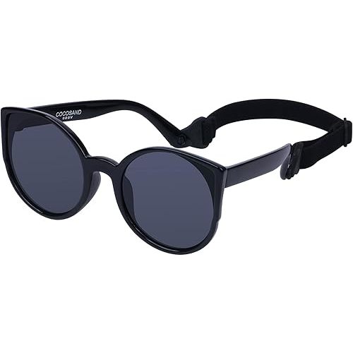 COCOSAND Baby Sunglasses with Strap Polarized Cat Eye UV400 for Infant Toddler Girl 3-24 Months