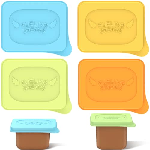 Giichen Baby Food Lids Compatible with Gerber Food Containers, BPA Free Silicone Baby Food Containers Lids for Baby Food Storage, Reusable and Dishwasher Safe - 4 Pack (Container not Included)