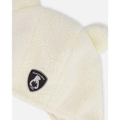 Lined Baby Sherpa Hat with Ear Flaps, Off-White - Deux par Deux | Maisonette