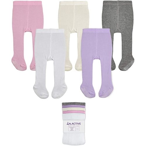 LA Active Baby Tights - Cozy Warm Cotton - Non Skid/Slip Grip Baby Toddler Infant Newborn