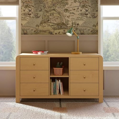 Babyletto Tiptoe 6-Drawer Assembled Dresser with Cubbies in Honey, Greenguard Gold & FSC Certified
