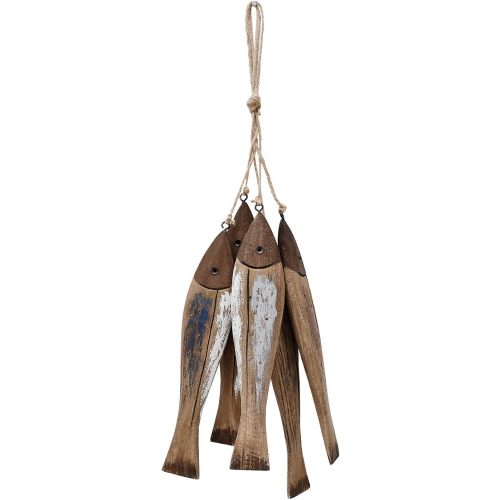 K KILIPES Wood Fish Decor Ornament Wall Hanging Decorations for Home Nautical Distressed Finish 5pcs