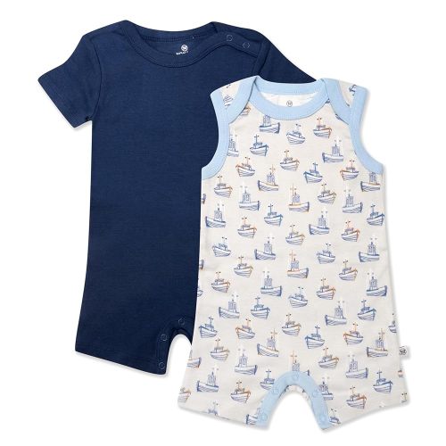 HonestBaby Short Sleeve and Tank Romper 100% Organic Cotton for Infant Baby and Toddler Boys