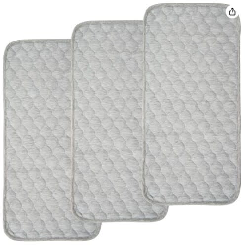 BlueSnail Quilted Thicker Waterproof Changing Pad Liners 3 Count(Gray 13” x 27”)
