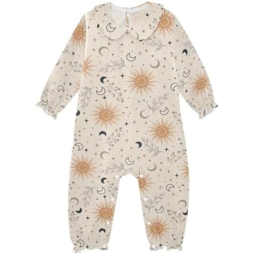 Baby Girls Romper Cotton Long Sleeve One-Piece Ruffle Jumpsuit Clothes Outfit with Collar