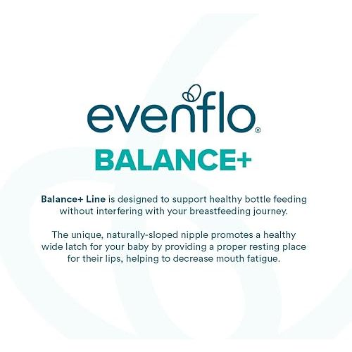 Evenflo Balance+ Glass Wide Neck Baby Bottles, Clear, 6 fl oz, 6 Pack