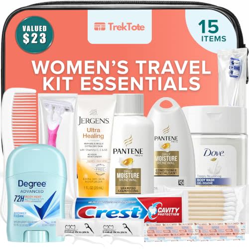 15-Piece Women’s Travel Toiletry Kit – With Premium Brand-Name Toiletries