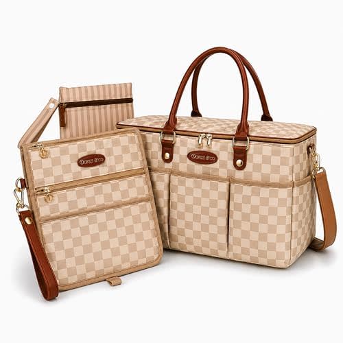 DOKUS & CO Premium Diaper Organization Set Structured Nursery Caddy Tote with Waterproof Travel Organizer Pouch for Baby Essentials, Pump Parts, Car & Gift Ready
