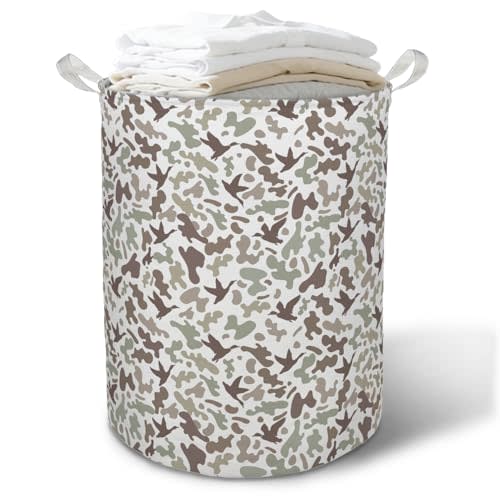 Duck Hunting Nursery Laundry Basket Hamper, Retro Camo Duck Hunter Foldable Clothes Toys Books Storage Box Bins Baskets Organizer for Kids Boys Room Bedroom Bathroom Home