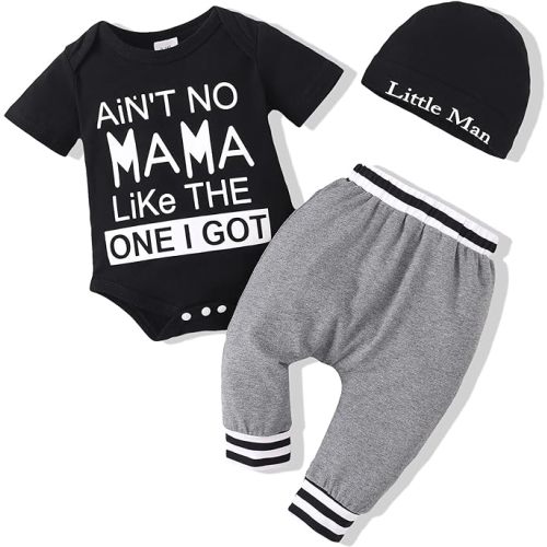 Renotemy Newborn Infant Baby Boy Clothes Outfits New to The Crew Outfits Long Pants Toddler Baby Boy Clothes Set