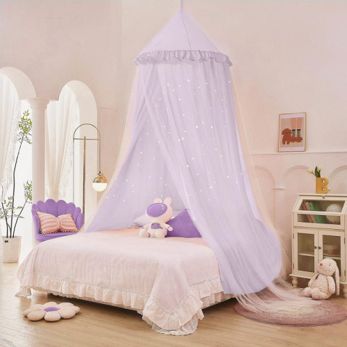 Manman Princess Bed Canopy For Girls, Double Layer Canopy With Cutout Stars, Breathable Dream Canopy & Washable Purple Fabric, Fits Twin/Full Bed - Fairy Bed Tent For Kids Room Decor, Purple | Wayfair