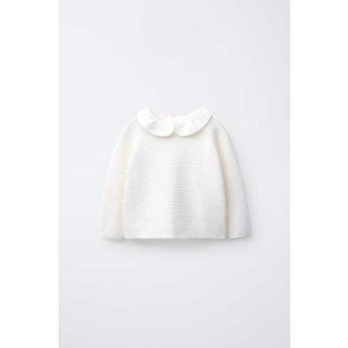 PETER PAN COLLAR KNIT SWEATER - Light ecru | ZARA United States