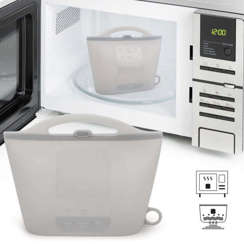 Luxtrada Silicone Microwave Steam Sterilizer Bags, Reusable Silicone Steaming Bags for Baby Bottles and Breast Pump, Good Seal Food Preservation Organizer Fridge Fruit Storage Pouch