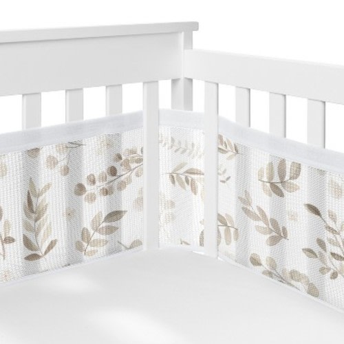 Sweet Jojo Designs Gender Neutral Unisex BreathableBaby Breathable Mesh Crib Liner Baby Nursery Botanical Ivory Beige