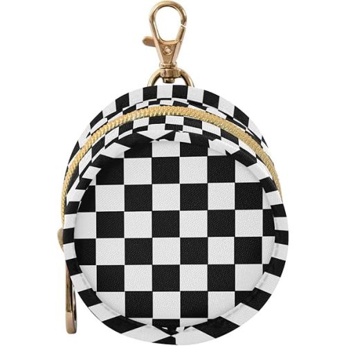 Checkered Plaid Black Print Pacifier Holder Case with Metal Clip Portable Pacifier Storage Container for Boys Girls