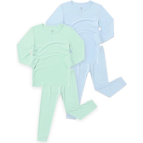 JunNeng Bamboo Viscose Pajamas for Toddler Baby, Boys Girls Solid Snug Fit Pajamas Long Sleeve Sleeper