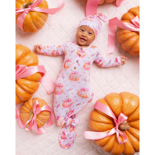 Pink of the Patch Knotted Gown & Beanie Set
