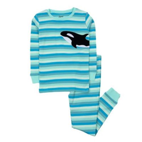 Leveret Two Piece Cotton Pajamas Striped Orca 12-18 Month