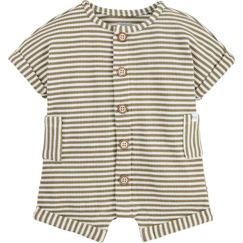 Mud Pie Baby Boys' Mud Pie Children's Green Stripe Waffle Romper