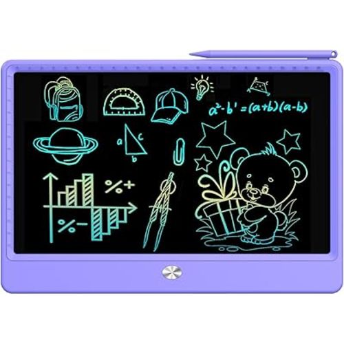FLUESTON LCD Writing Tablet, Doodle Board Toys Gifts for 3-8 Year Old Girls Boys, 12 Inch Colorful Electronic Board Drawing Pad for Kids, Gifts for Toddler Educational Learning Travel Birthday, Purple