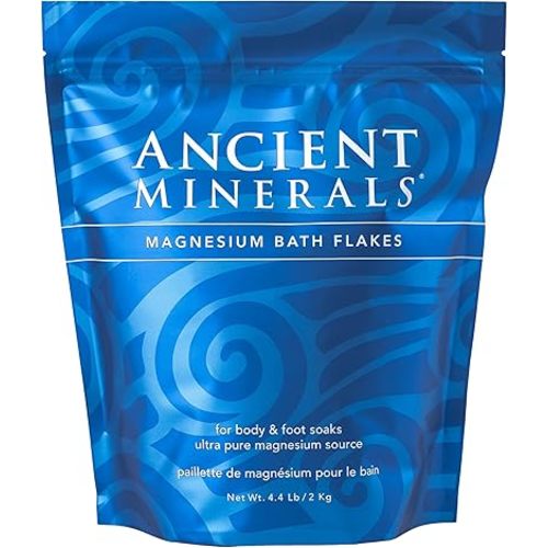 Ancient Minerals Magnesium Bath Flakes - Bathing Alternative to Epsom Salt - Soak in Natural Salts - High-Absorption Efficiency for Relaxation, Wellness & Muscle Relief (4 .4 lb)