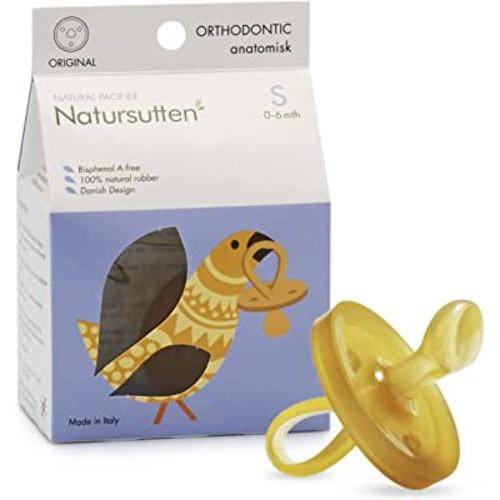 Natursutten Orthodontic Pacifier 0-6 Months - Natural Rubber Pacifier - Eco-Friendly, 100% BPA-Free Newborn Pacifier - Made in Italy - 1 Piece
