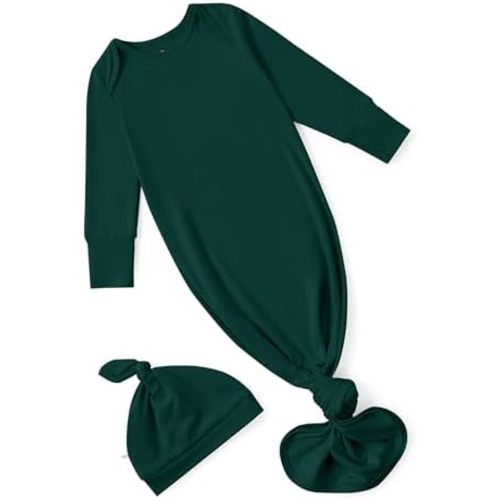 PATPAT Baby Sleeper Gown with Hat for Newborn, Knotted Baby Gown with Fold-Over Mittens for Infant Girl Boy Home Coming Gift