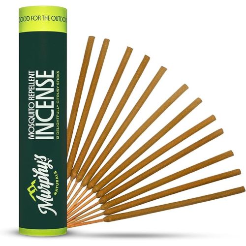 Murphy’s Naturals Mosquito Repellent Incense Sticks, 12 Count, Bug Repellent with Citronella for Patio & Camping, 2.5+ Hours per Stick