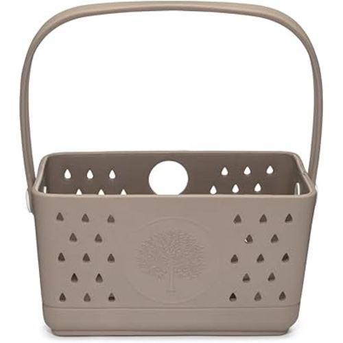 Parker Baby Bath Caddy | BPA Free & Food Grade Shower Caddy Organizer for Toys & Supplies | Quick-Dry, Sturdy & Perfect Size Shower Basket w/Handle in Neutral Colors