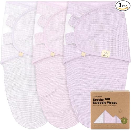 3-Pack Organic Swaddles for Newborns, Baby Sleep Sacks 0-3 Months - Baby Swaddle Wrap, Newborn Wearable Blanket, Infant Sleep Sack for Girls, Boys, Soft & Snug, Large Hook & Loop Closure (Soft Lilac)
