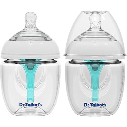 Dr. Talbot's Anti-Colic Bottles - 6 oz (2-Pack) - Baby Bottles for Newborn Babies 0+ Months - Self Sterilizing Newborn Bottles with Slow Flow Soft Flex Nipple and Advanced Venting System