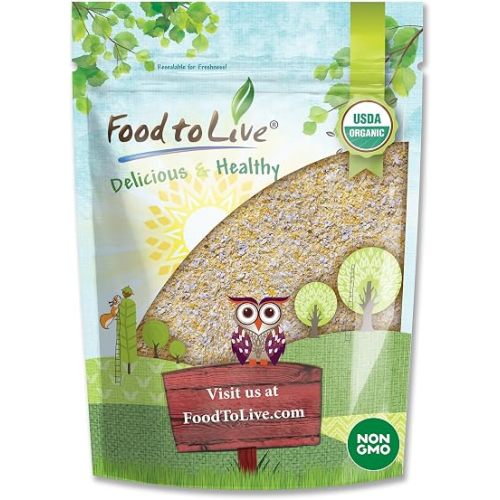 Food to Live Organic Old Fashioned Cornmeal Coarse, 1.5 Pounds – Non-GMO, Whole Grain, Vegan, Kosher, Bulk Yellow Milled Maize, Great for Baking Cornbread, Pancakes, and Tortillas. Made in USA
