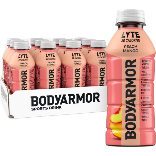 Amazon.com: BODYARMOR LYTE Sports Drink, Peach Mango Electrolyte Drink, 16 Oz (12 Pk) | Low-Calorie Hydration Drink with Coconut Water & Only 20 Calories, 990mg Electrolytes, Vitamins B & D + Antioxidants