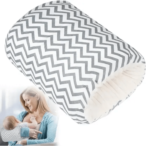 Baby Feeding Arm Pillow,Soft Cotton Bottle Nursing Arm Pillows for Newborn,Breastfeeding Pillows for More Support for Mom and Baby,Portable and Washable,Ergonomic Nursing Essentials(Grey Stripes)