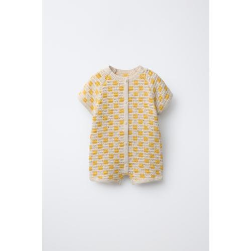 PLAID SHORT ROMPER - Ecru/Yellow | ZARA United States