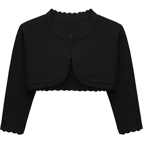 Lilax Baby Girls' Long Sleeve Cardigan Knit Button Closure Bolero Shrug
