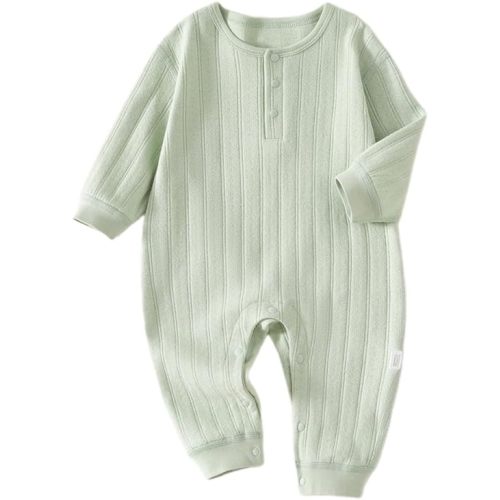 HALQAHA Unisex Newborn Baby Jumpsuit Pure Cotton Long Sleeve Baby Outfit Soft Comfortable Baby Clothes for Boys and Girls（Green 0-3M