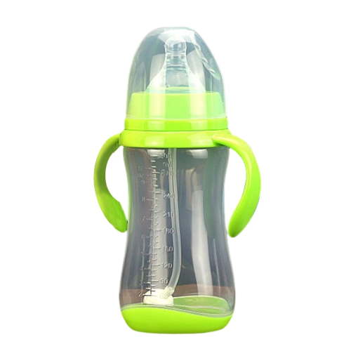 GiLiling 300ML Wide Caliber PP Baby Bottle with Handle , Anti Drop Anti Flatulence Plastic Baby Bottle , Food Grade , Suitable for Wine , Juice , Tea , Party , Office , Travel , and Events