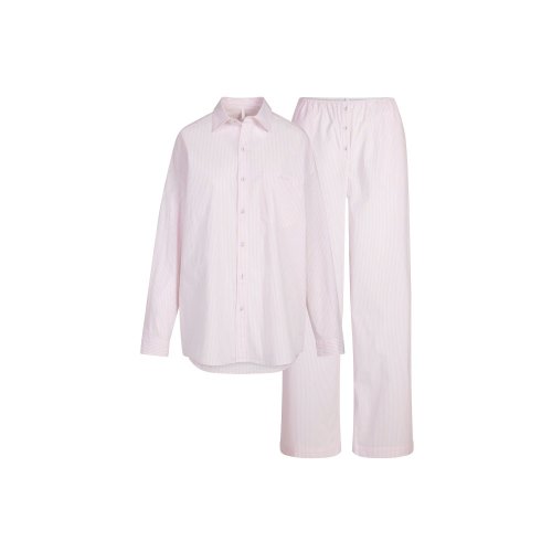 COTTON POPLIN OVERSIZED SLEEP SET | CHERRY BLOSSOM STRIPE | SKIMS