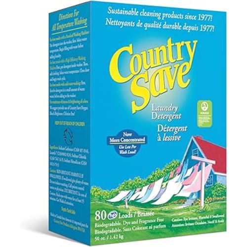 Country Save Laundry Detergent Powder Natural - HE Natural Powdered Laundry Detergent Clear & Free of Chemicals - Sensitive Washing Eco HE Laundry Detergent Safe for Babies (5 Pound (Pack of 1))