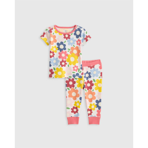 100% Organic Cotton Short Sleeve and Pant Pajama Set in Pop Floral