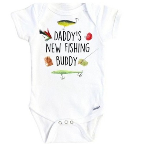 Fishing Buddy Icons Onesie® Baby Boy Girl Clothes Infant Bodysuit Funny Cute Newborn GS1 White 0-3M Onesie®