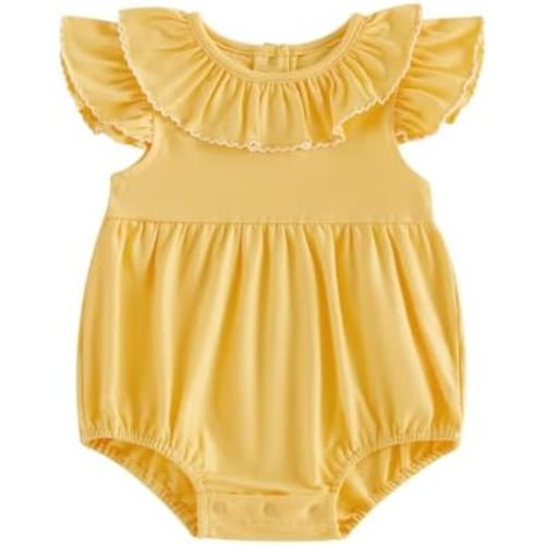 Balaflyie Baby Bubble Romper Girl Summer Ruffle Collar Bodysuit