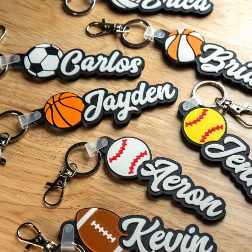 Custom Baseball Bag Tags for keychain charm | Softball, Football, Basketball, Soccer, Volleyball, Gymnasitcs, Golf