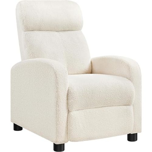 Yaheetech Fabric Recliner Chair Single Sofa Home Theater Seatting Adjustable Modern Single Reclining Chair for Living Room Bedroom Home Theater Ivory