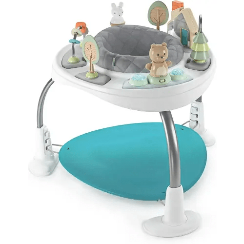 Ingenuity Spring & Sprout 2-in-1 Baby Activity Center Jumper and Table with Infant Toys - Ages 6 Months +, First Forest