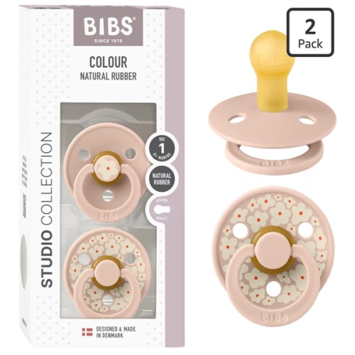 Amazon.com : BIBS Pacifiers - Studio 2 Pack | Round Nipple Baby Pacifier | BPA Free Natural Rubber Latex Soother | Made in Denmark | Size 0+ Months | Blush Mix