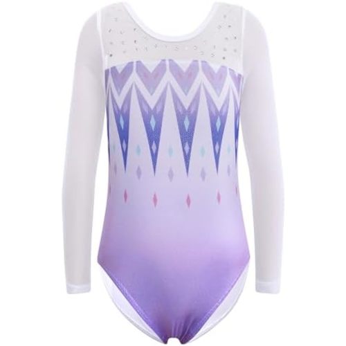 HOZIY Gymnastics Leotards for Girls Sleeveless Long Sleeve Snowflake Blue Purple Sequins Colorful Ribbons Pink Leopard Stripe
